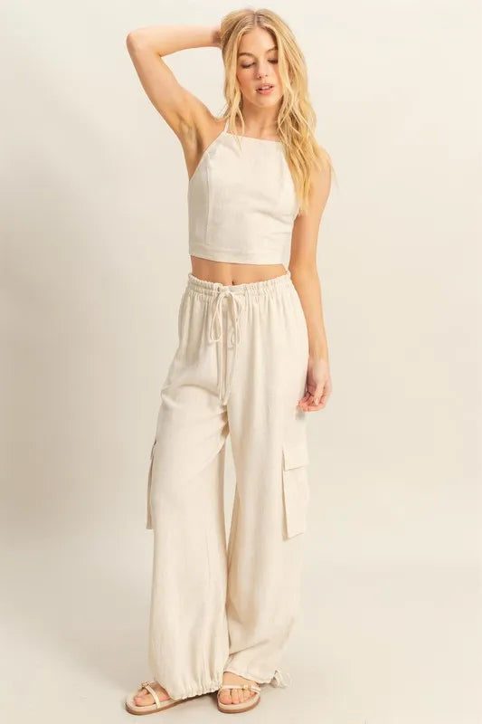 HYFVE Crop Top and Cargo Pants Set Outfit Sets