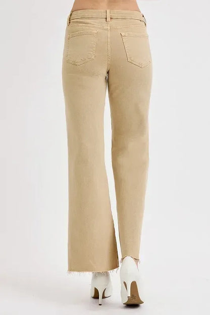 RISEN Full Size Raw Hem Wide Leg Jeans Plus Size - DAVERRI FASHIONS