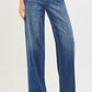 Blue RISEN slouchy baggy wide-leg denim jeans with pockets