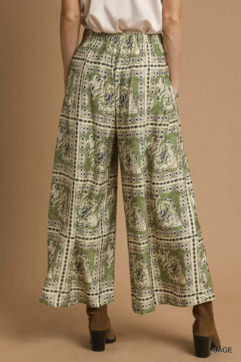 Umgee Bohemian Print Pants with Pockets | Pants Daverri Fashions