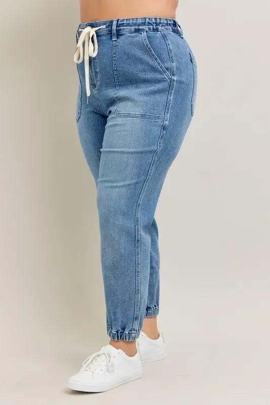 Judy Blue Full Size High Waist Denim Jogger - DAVERRI FASHIONS