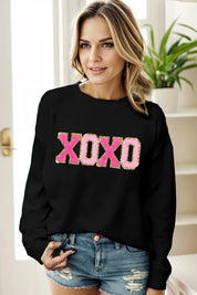 Graphic Round Neck Long Sleeve Sweater | Sweaters Daverri Fashions