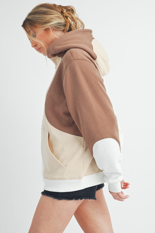 Aemi + Co Color Block Hoodie with Kangaroo Pocket Hoodies