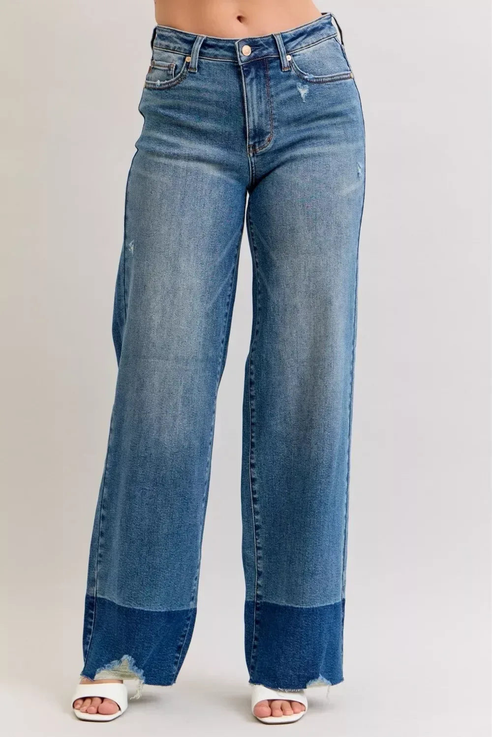 Judy Blue Raw Hem High Waist Column Straight Jeans - DAVERRI FASHIONS