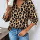 Leopard Print 3/4 Sleeve Blouse - DAVERRI FASHIONS