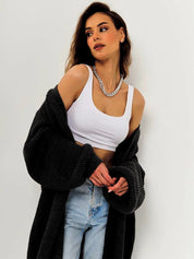 Open Front Long Sleeve Longline Cardigan | Cardigans Daverri Fashions