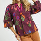 Umgee Floral Print Flounce Sleeve Blouse - DAVERRI FASHIONS