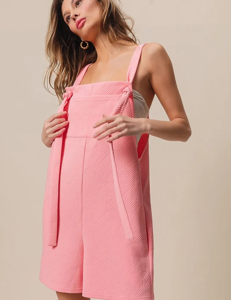 BiBi Texured Jacquard Romper with Side Pockets | Rompers Daverri Fashions