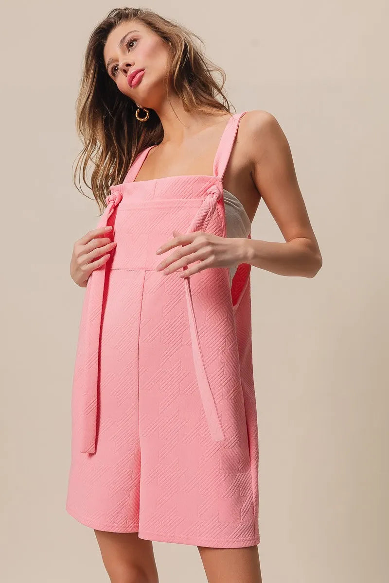 BiBi Texured Jacquard Romper with Side Pockets | Rompers Daverri Fashions