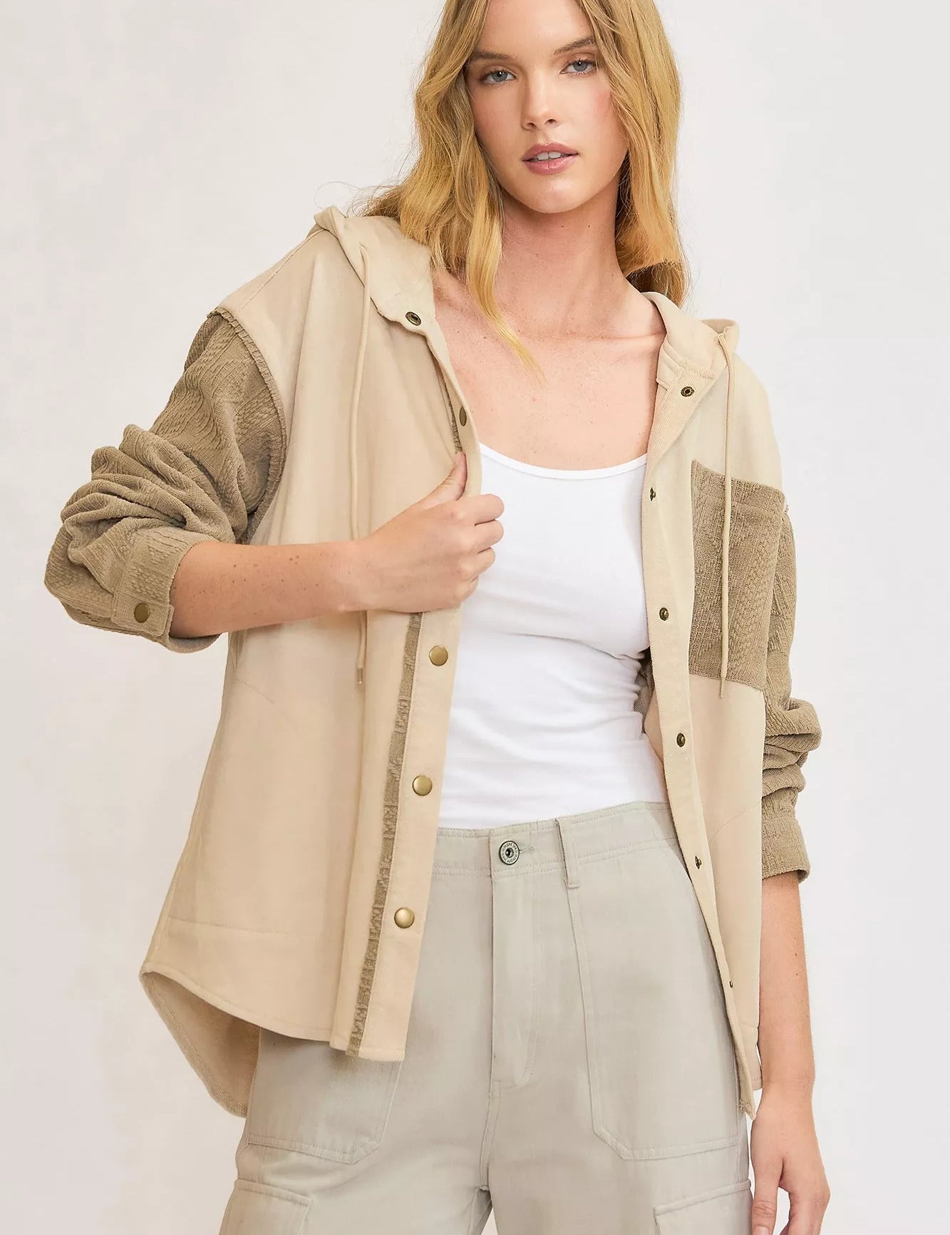 STONE Umgee Washed French Terry Shacket | Daverri Fashions