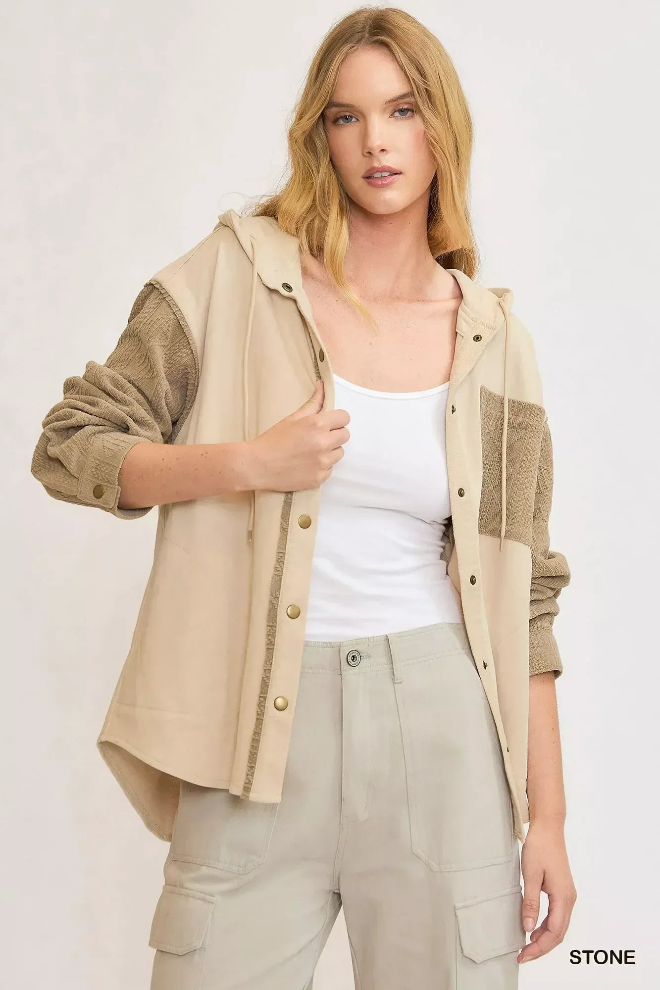 Umgee Washed French Terry Shacket - DAVERRI FASHIONS