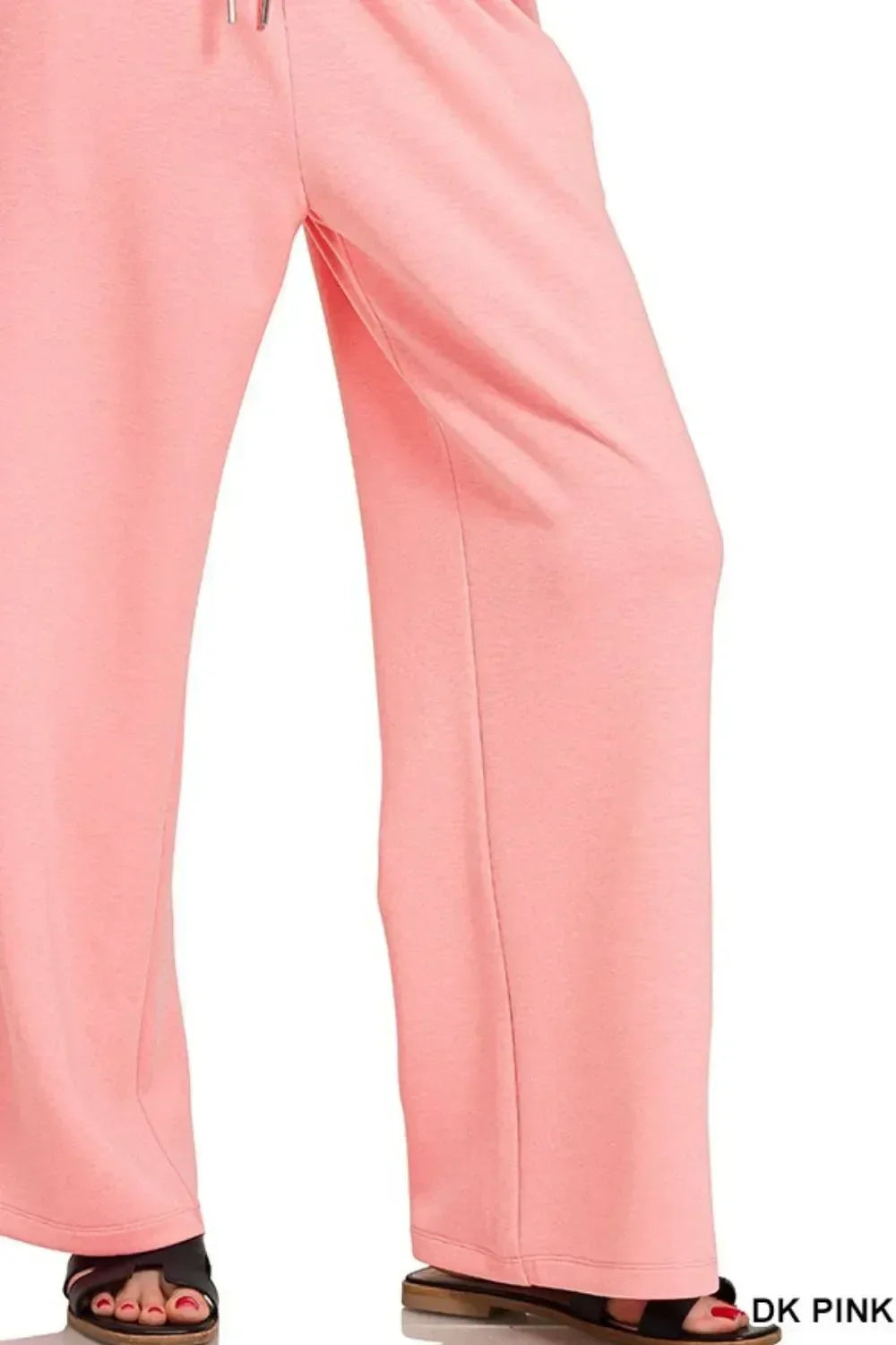 Zenana Scuba Drawstring Pants Dk Pink - DAVERRI FASHIONS