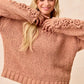 BiBi Chunky Knit Sweater with Flower Detail Sleeves - DAVERRI FASHIONS