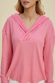 Double Take Full Size High-Low Dropped Shoulder Long Sleeve Hoodie | Hoodies Daverri Fashions