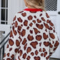 Leopard Round Neck Long Sleeve Sweater - DAVERRI FASHIONS
