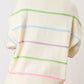 Contrast Striped Half Button Round Neck Loose Fit Sweater - DAVERRI FASHIONS