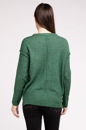 Zenana Hi-Low Hem Round Neck Sweater Sweaters