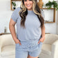 Double Take Full Size Texture Short Sleeve T-Shirt and Drawstring Shorts Set Outfit Sets
