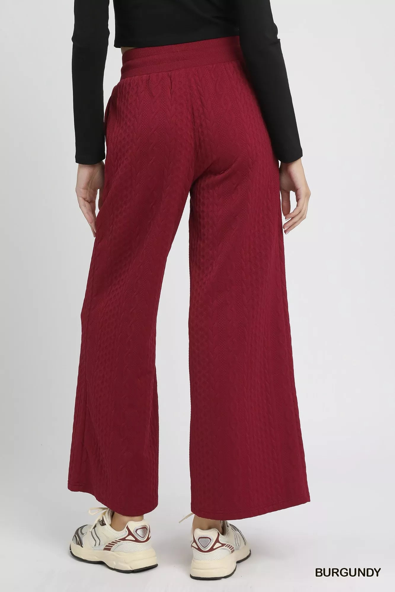 Umgee Cable Knit Textured Wide Leg Pants | Pants Daverri Fashions