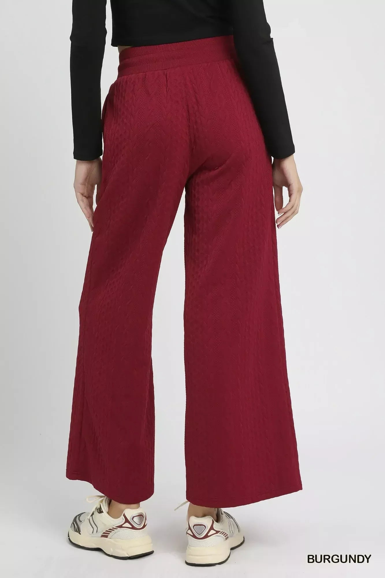 Umgee Cable Knit Textured Wide Leg Pants - DAVERRI FASHIONS