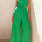 Vibrant emerald green Cutout Sleeveless Wide Leg Jumpsuit, back view