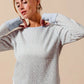 SO ME Textued Floral Knit Top with Contrast Cuffs Tops