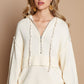 POL Half Zip Drop Shoulder Hooded Sweater Provence Cream