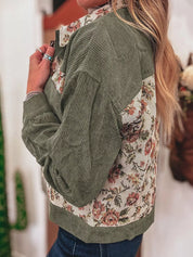 Floral Snap Down Corduroy Jacket | Jackets Daverri Fashions