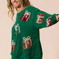 BiBi Sequin Christmas Gift Box Embroideries Pullover - DAVERRI FASHIONS