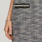 She + Sky Full Size Short Sleeve Pearl Studded Trim Knit Tweed Dress Plus Size Mini Dresses