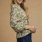 Umgee Floral Smocked Peplum Blouse with Tie Detail Blouses