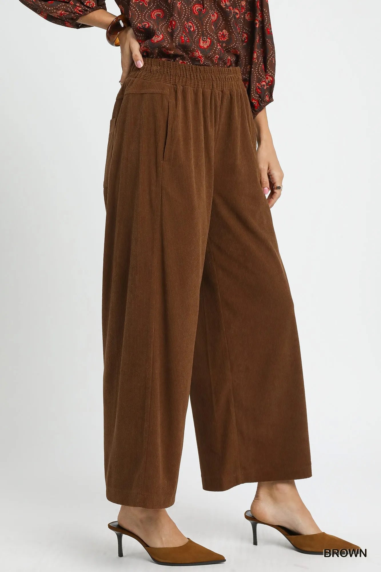 Umgee Wide-Leg Corduroy Pants Pants