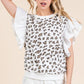 Lime 'N' Chili Ribbed Leopard Print Ruffle Detail Sleeveless Top