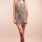 VERY J Crochet Multi Color Striped Casual Summer Romper Rompers