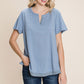 Cotton Bleu by Nu Lab Slit Striped Notched Short Sleeve T-Shirt T-Shirts