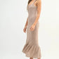 MABLE Ruffled Hem Sleeveless Crochet Knit Midi Dress - DAVERRI FASHIONS
