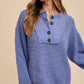 Annie Wear Half Button Ribbed Hem Sweater Sweaters