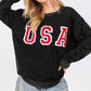 SAGE + FIG USA Letter Patch Round Neck Sweatshirt - DAVERRI FASHIONS