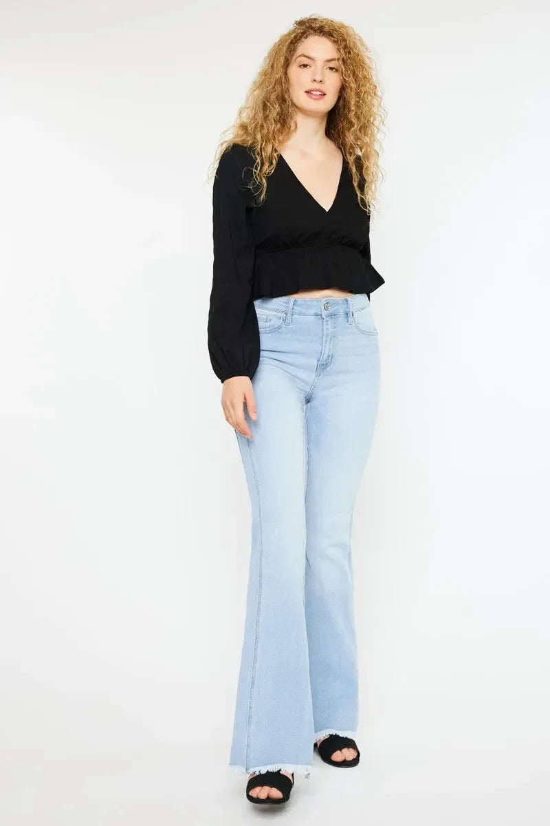 Kancan High Rise Curvy Flare Jeans - DAVERRI FASHIONS