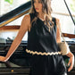 Annie Wear Ric Rac Trim Detailed Top & Shorts Set BLACK XL