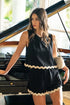 Annie Wear Ric Rac Trim Detailed Top & Shorts Set BLACK XL
