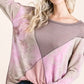 BiBi Thermal Waffle Color Block Top with Tie Dye - DAVERRI FASHIONS