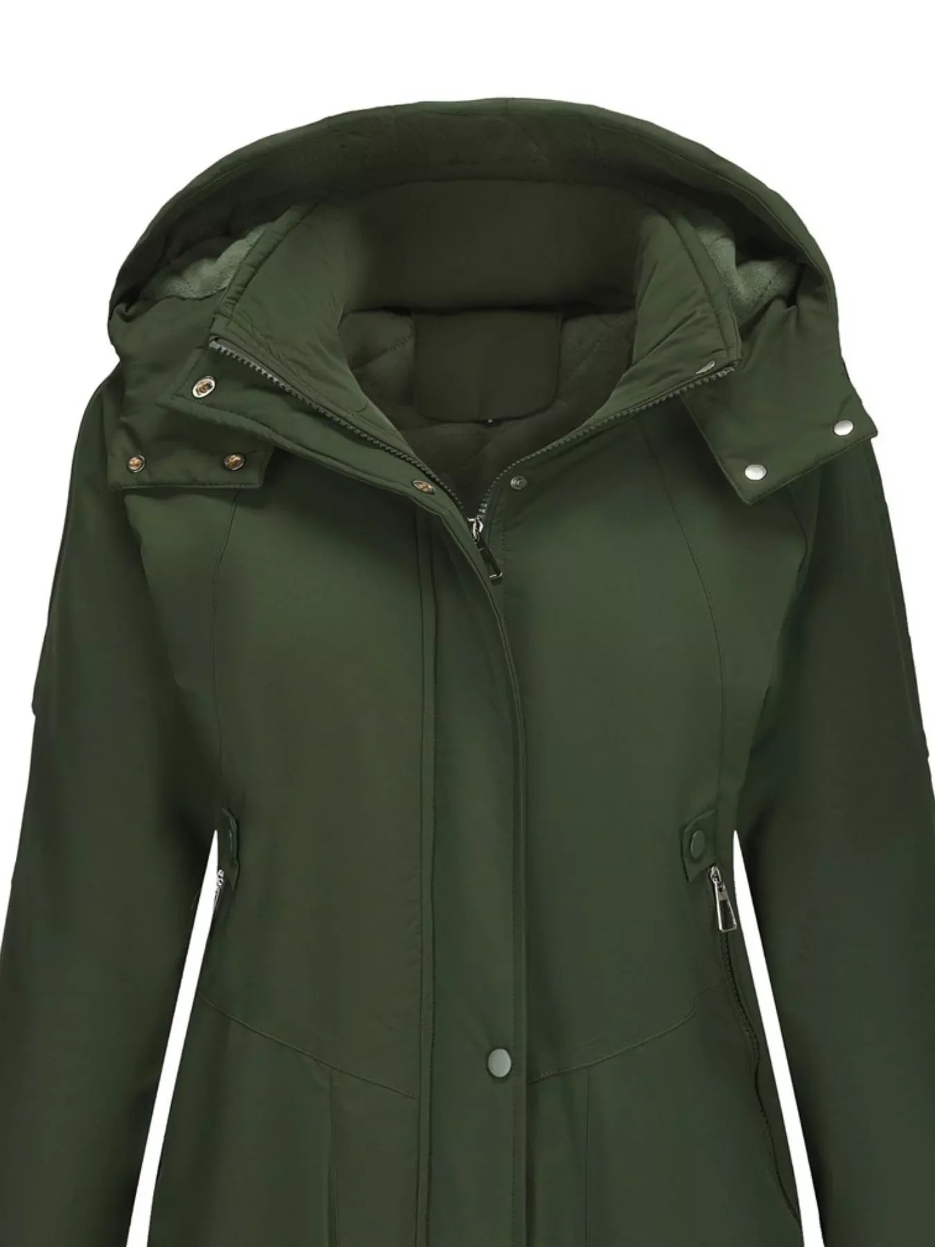 Daverri Fashions olive green hooded parka with quilted lining