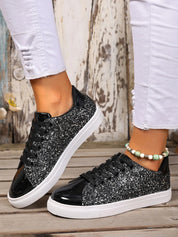 Sequin Lace Up Sneakers | Sneakers Daverri Fashions