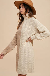 Annie Wear Color Block Turtleneck Sweater Dress | Sweaters Daverri Fashions