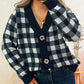 Plaid Button-Down Cardigan - DAVERRI FASHIONS