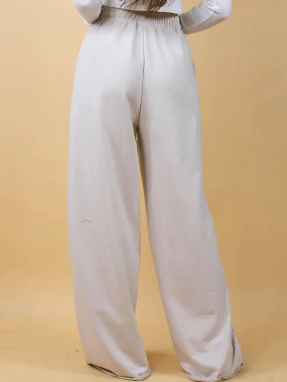 Elastic Waist Wide Leg Pants | Pants Daverri Fashions
