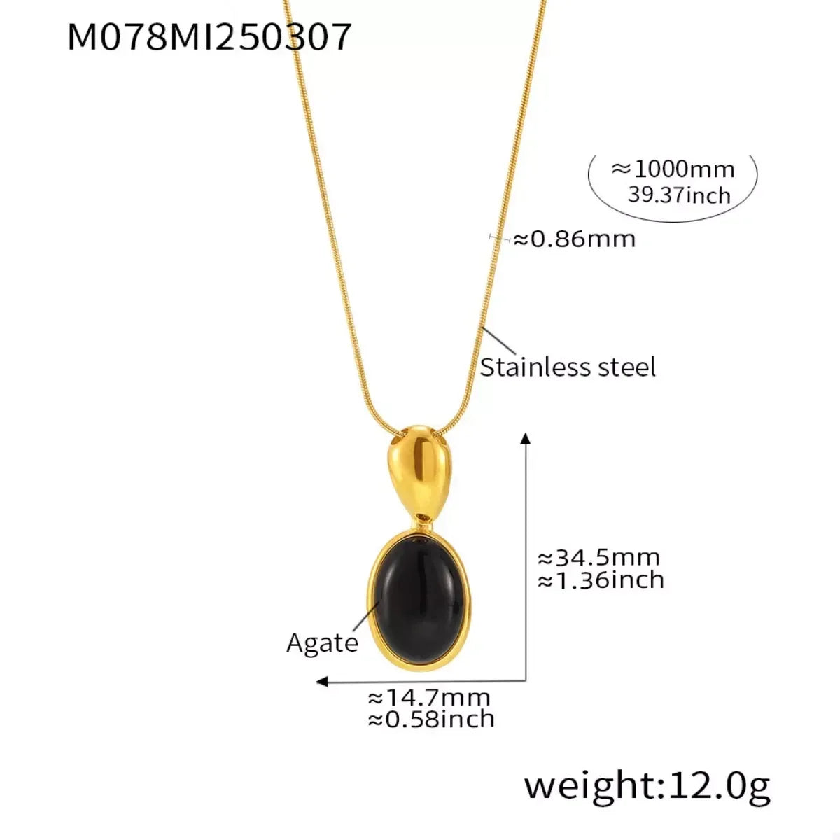 18K Gold-Plated Stainless Steel Necklace with Teardrop Pendant - DAVERRI FASHIONS