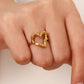 18K Gold Plated Heart-Shaped Ring - DAVERRI FASHIONS