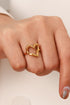 18K Gold Plated Heart-Shaped Ring - DAVERRI FASHIONS